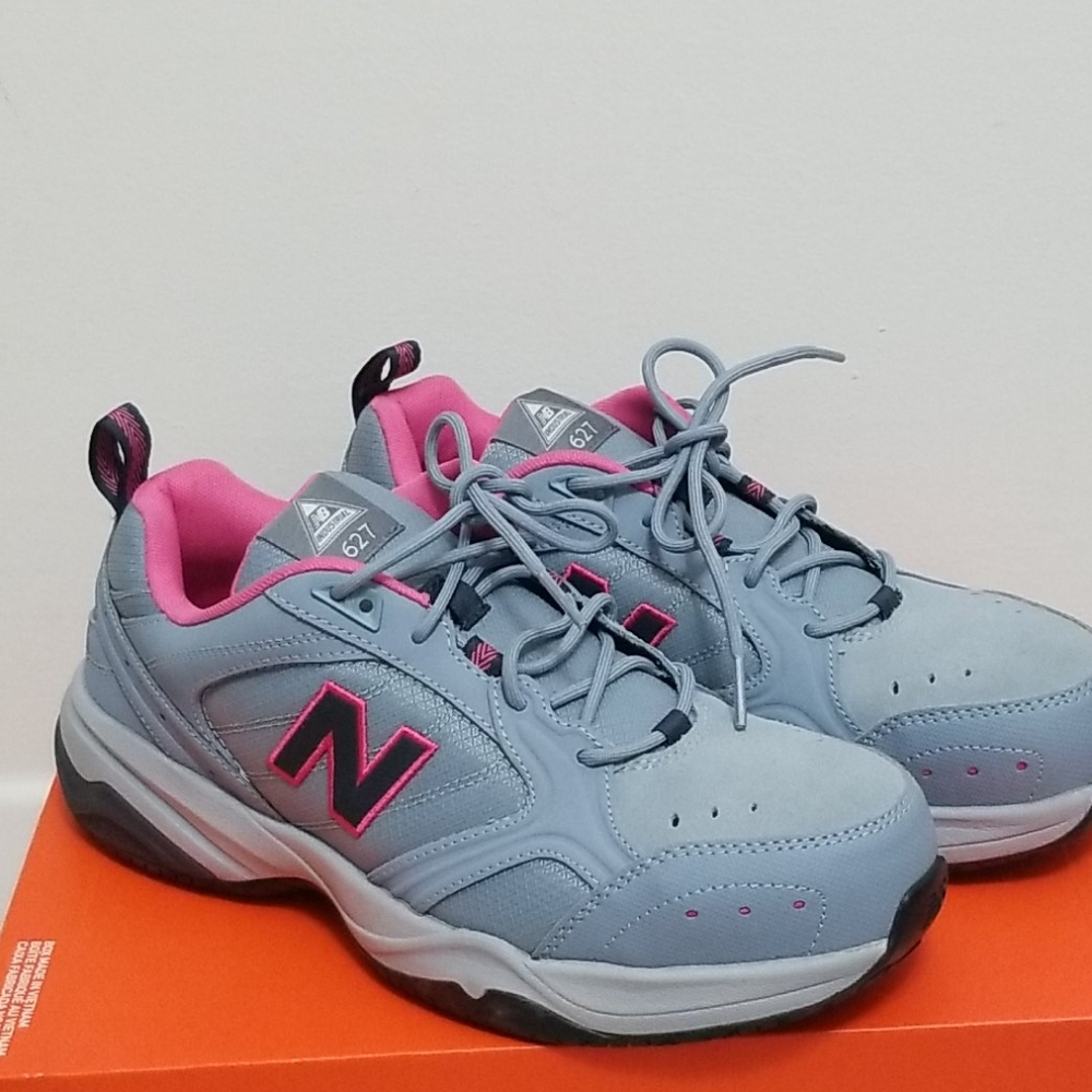 NWOT 627 New Balance Steel Toe Industrial Grey and Pink Shoe Women’s Size 10